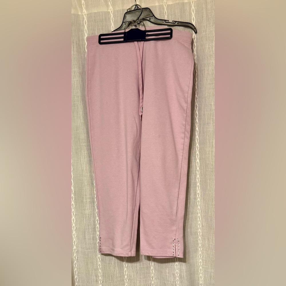 Hearts of Palm Lavender colored, cropped sweater pants rhinestone embellishments